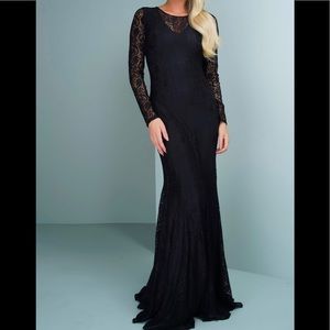 Posh Couture Lace Long Sleeve Gown